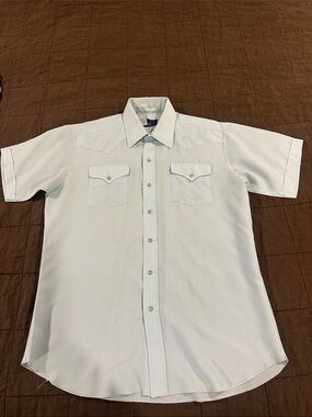 Panhandle Slim Light Blue Short Sleeve Western Button-Down Shirt